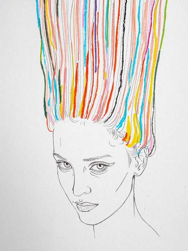 Small line portrait of Alma, a Grove & Grain visitor