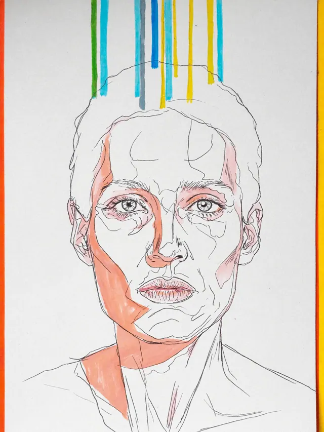 Small line portrait of Thea, a Grove & Grain visitor