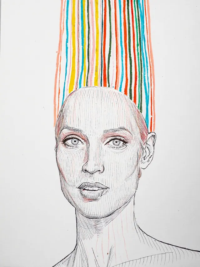 Small line portrait of Oona, a Grove & Grain visitor