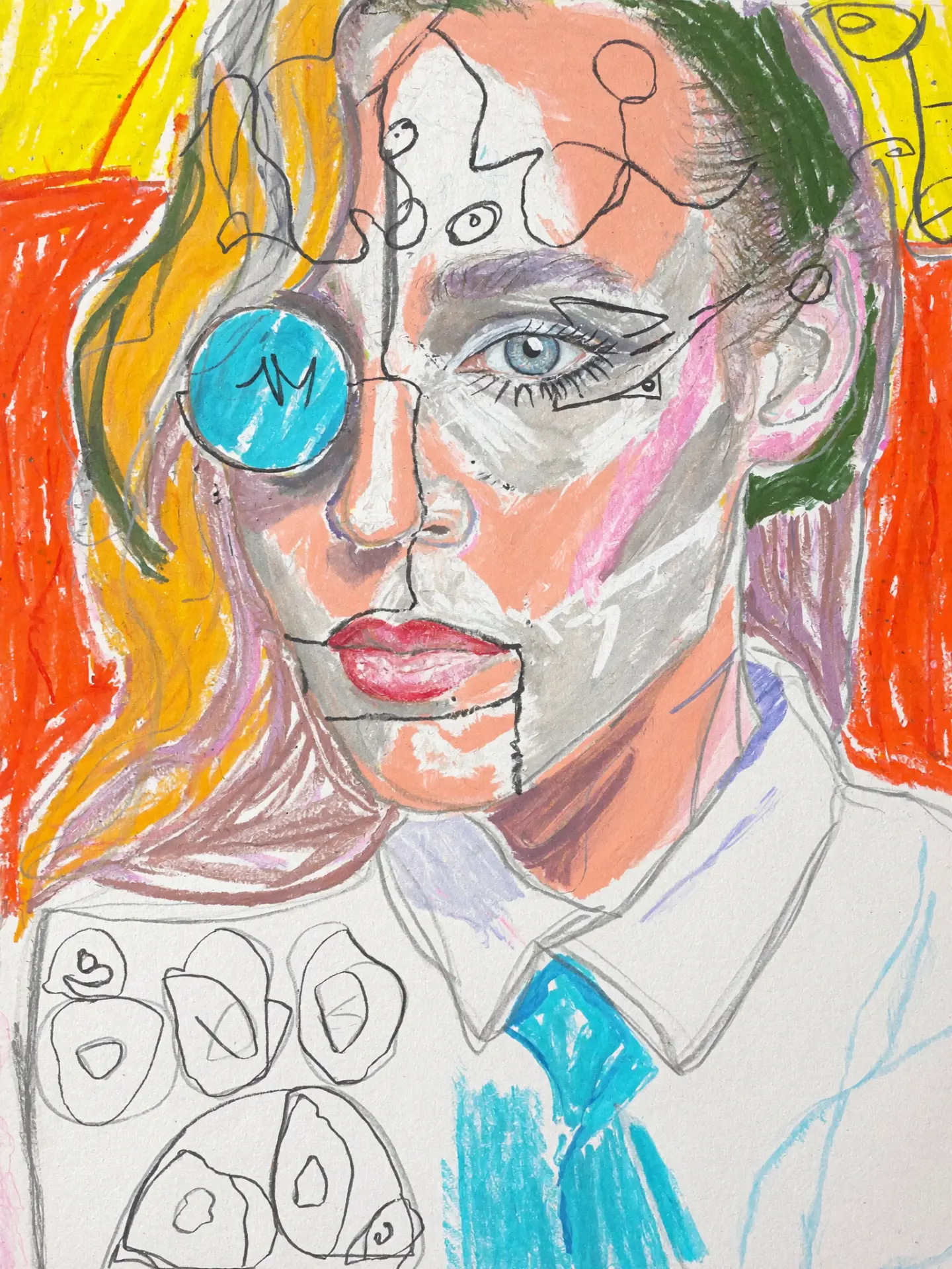 Illustrated portrait of Vera, 34, listener of Cosmic Jazz