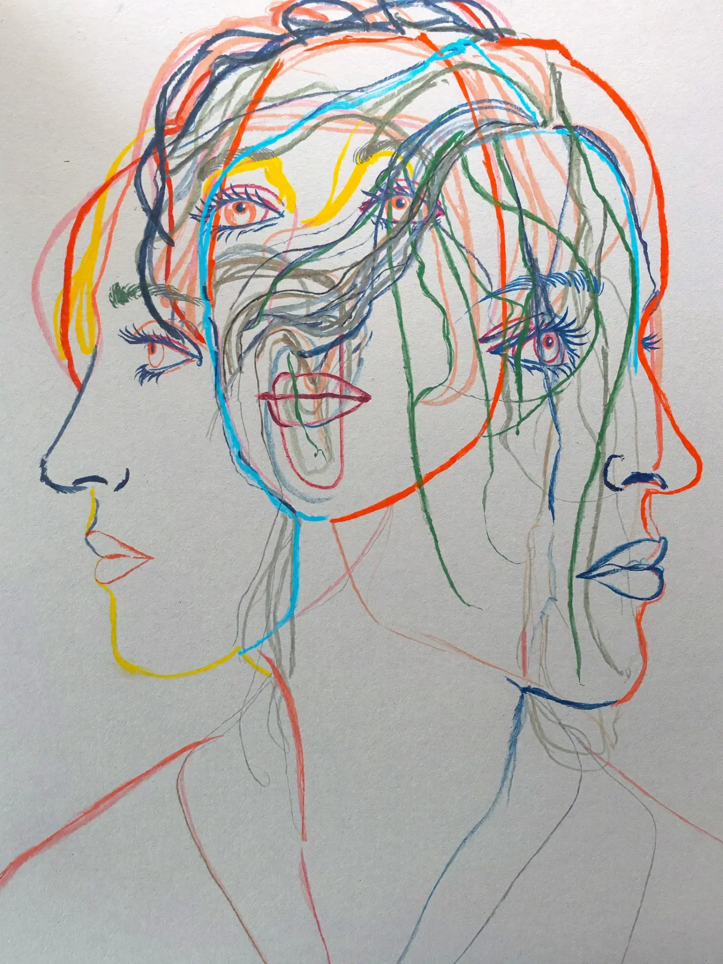 Oil pastel portrait of Emil, 45, a Grove & Grain regular who listens to Concrete Minimal